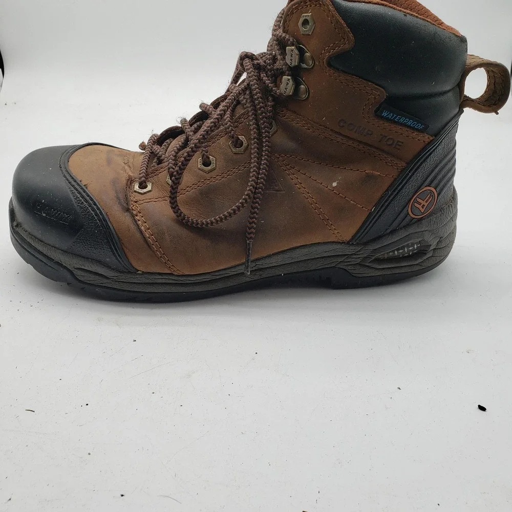 HAWX Boots Mens Size 9.5D‎ Brown Leather Waterproof Comp Toe Work Safety Boots